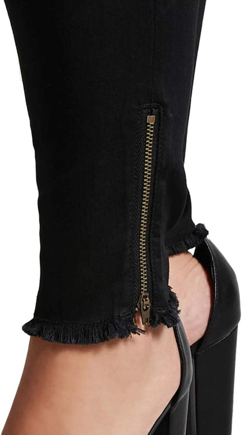 Women plus Size Ripped Stretch Skinny Jeans, High Rise Distressed Denim Jegging