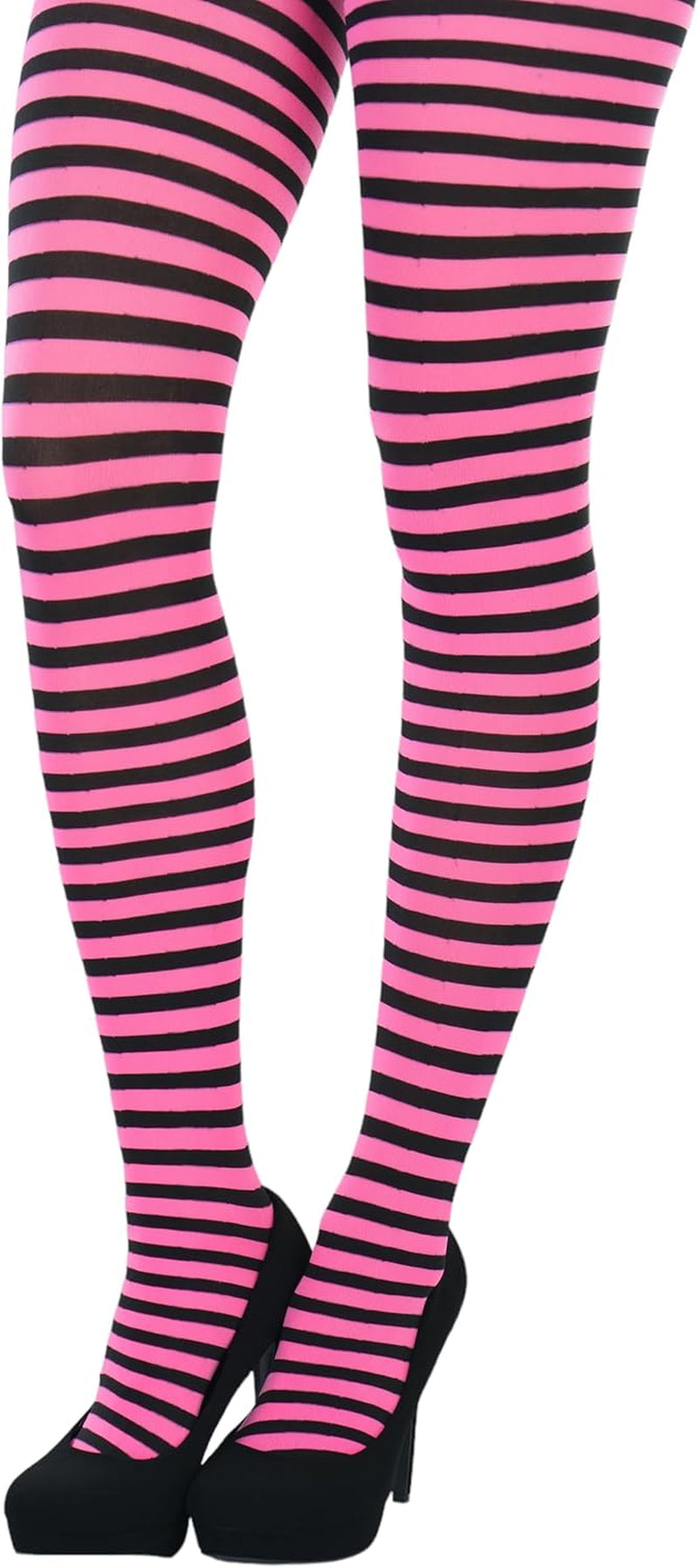 Women’S Opaque Hosiery Thin Striped Thigh High Long Stocking