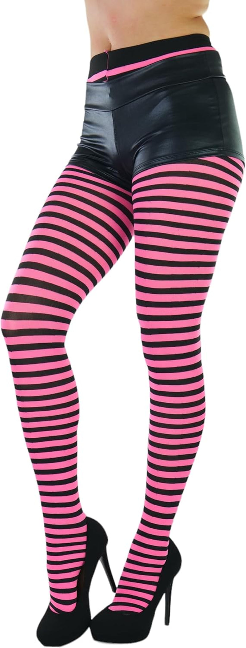 Women’S Opaque Hosiery Thin Striped Thigh High Long Stocking