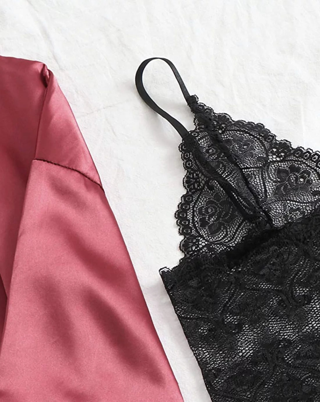 Sexy Lingerie, Silk Satin Pajamas for Women, Womens Summer Pajamas Pjs Sets of 4 Pcs with Floral Lace Top Shorts and Robe, Gift for Women