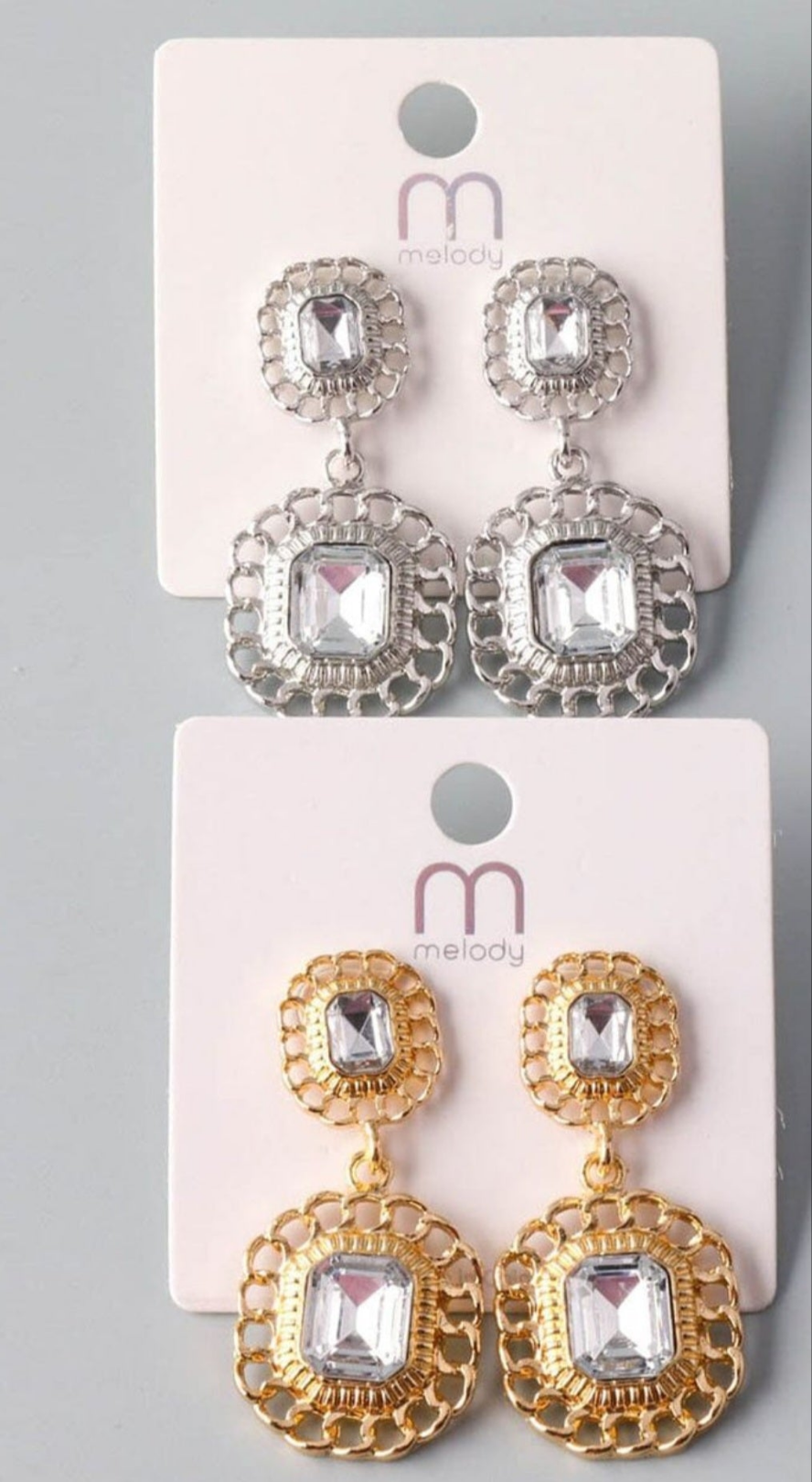Women's Fashion Gold & Silver Stone Earrings