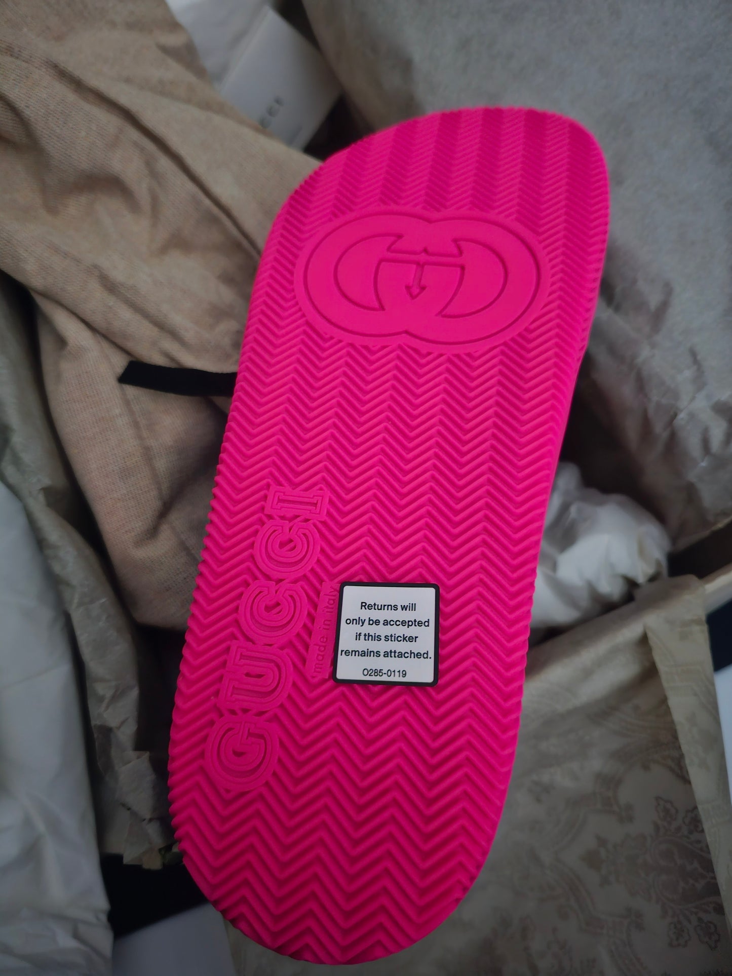 Gucci Web Accent Rubber Sandals w/ Tags