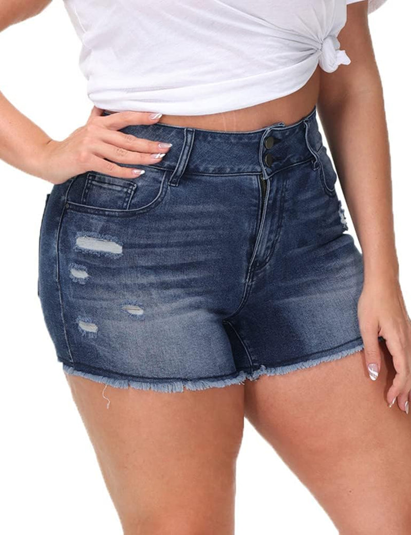 Womens plus Size Casual Denim Shorts High Waisted Distressed Jean Shorts Ripped Short Jeans