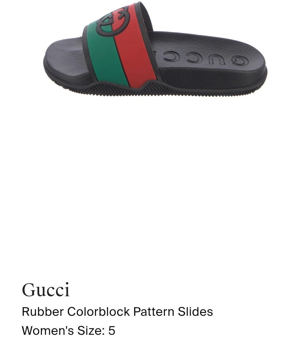 Gucci Rubber Colorblock Pattern Slides