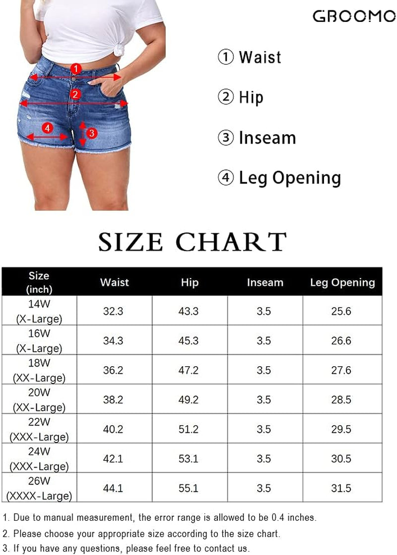 Womens plus Size Casual Denim Shorts High Waisted Distressed Jean Shorts Ripped Short Jeans