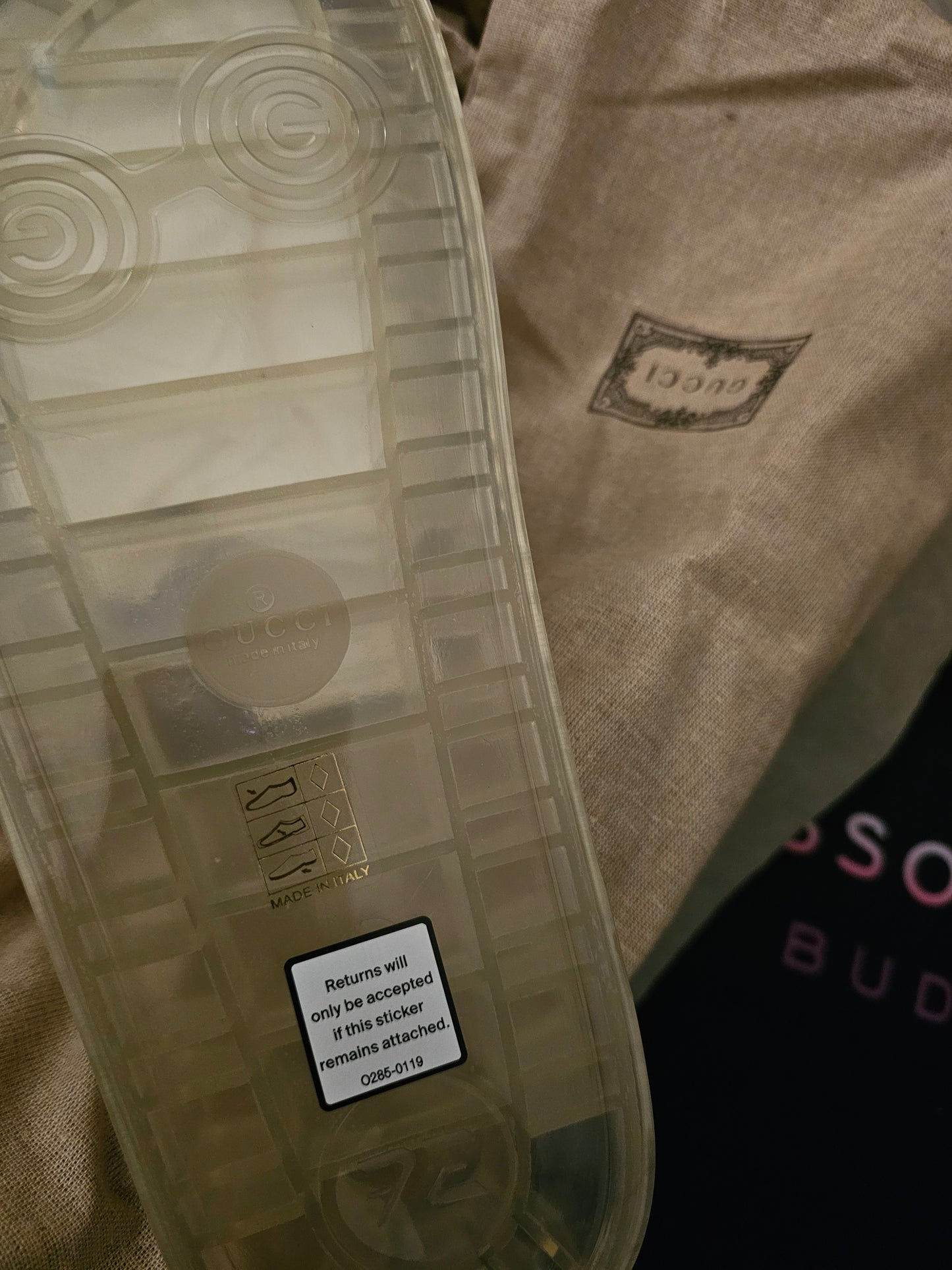 Gucci Clear Rubber Slides w/ Tags